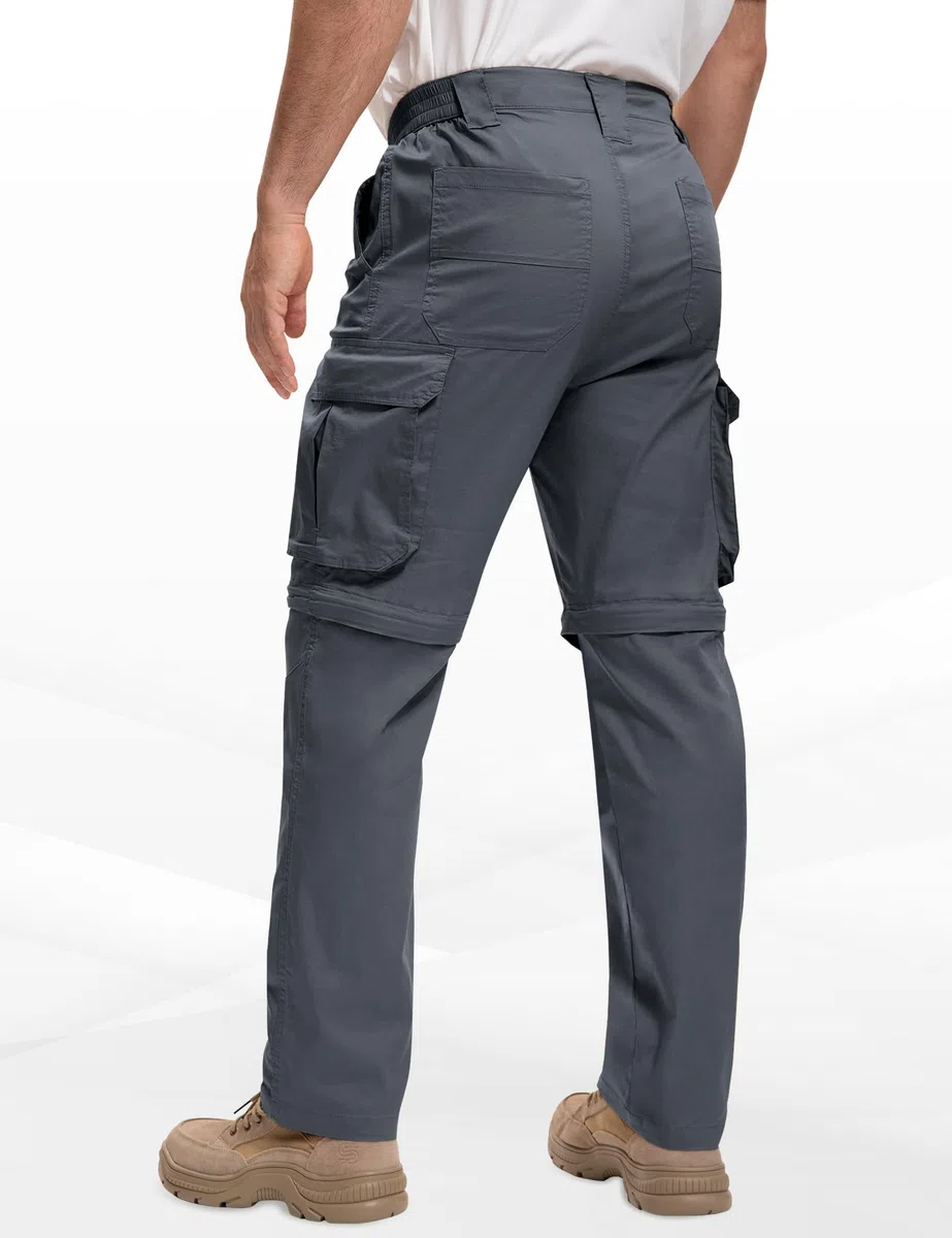 MOURCE Pantaloni da trekking da uomo con zip off, leggeri ad asciugatura rapida, da uomo, 8 tasche, per campeggio, viaggi, pesca