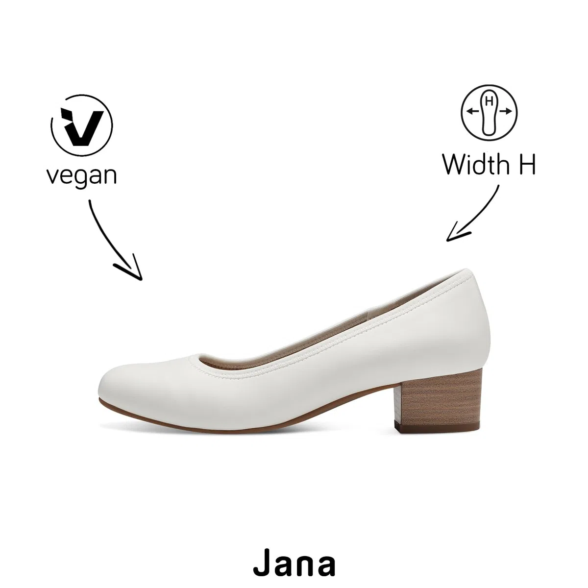 Jana décolleté da Donna in Similpelle Tacco Basso Larghezza H pianta Larga