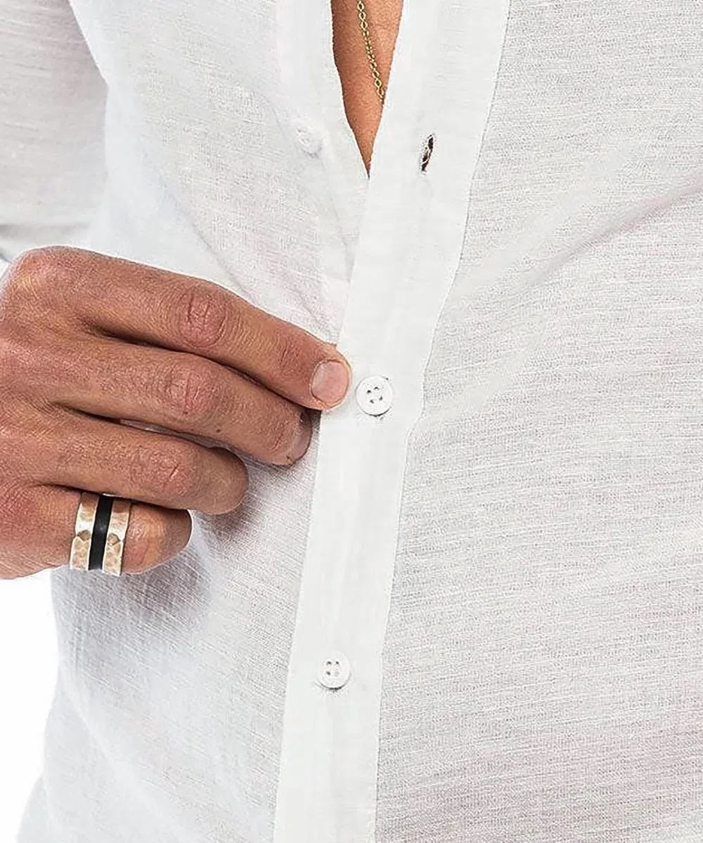 Camicia Uomo di Lino Manica Lunga Slim Fit Casual Estiva Coreana Traspirante Leggera