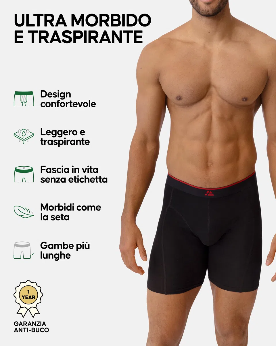 DANISH ENDURANCE Boxer Uomo Lunghi in bambù Ultra Morbido, Mutande Boxer a Pantaloncino in Bamboo, Comodi e Traspiranti, 3 o 6 Paia
