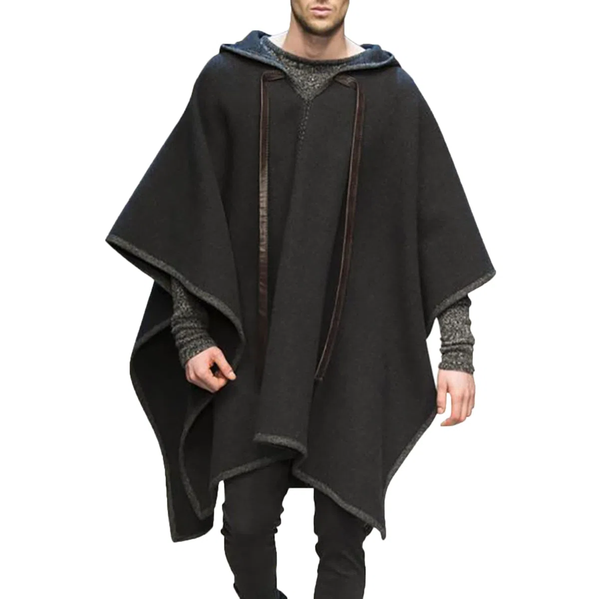 Mantello da Uomo Scialle Pullover Mantello Cappotto di Lana Trench da Marea Mantello Cappotto di Lana Felpa