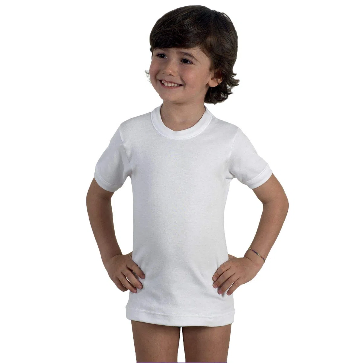 ROSSOPORPORA, 6 Maglie Interne Bimbo Ragazzo a Manica Corta in Caldo Cotone Bianco. 12 Anni