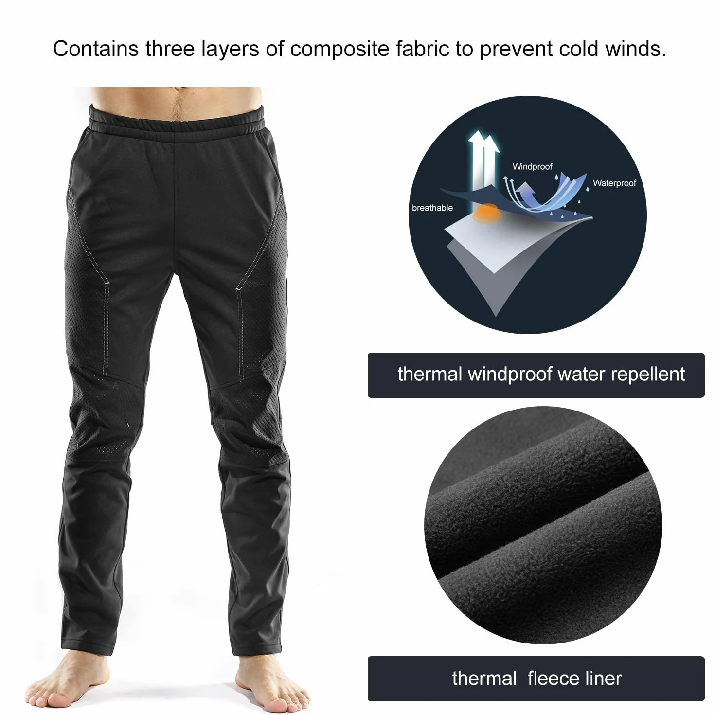 INBIKE Pantaloni Lunghi Ciclismo Uomo Antivento Termici Impermeabile Sportivo per MTB e Vita Quotidiana Outdoor Invernale