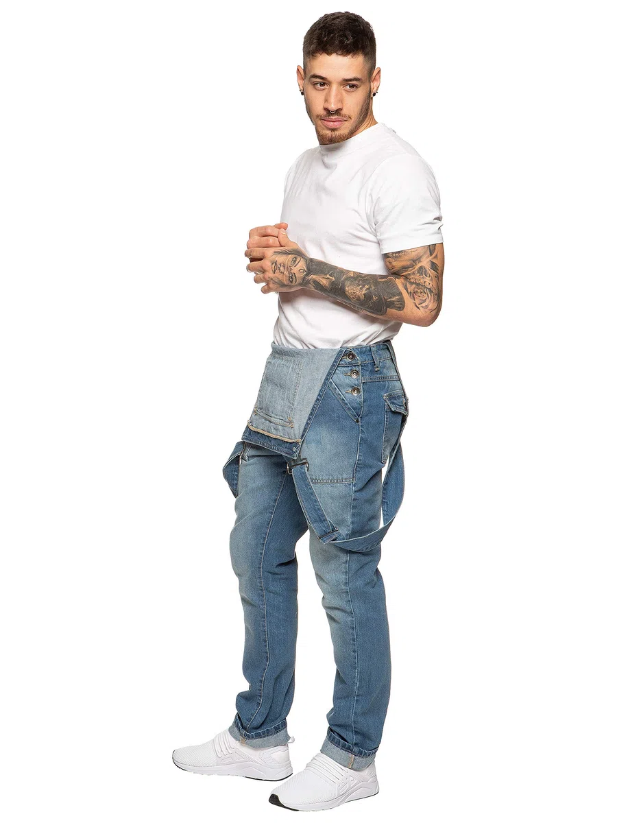 Salopette da uomo in denim EZD390 in cotone, resistente, taglie 30-50