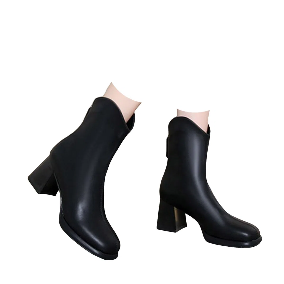 Cowboy Stivaletti da donna con tacco alto con chiusura lampo, in pelle, alla caviglia, alla caviglia, eleganti stivali invernali
