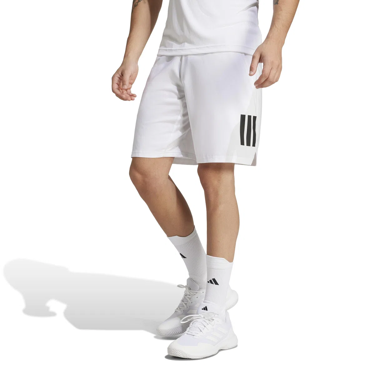 adidas Uomo Club Tennis Climacool 3-Stripes Shorts, White, XXL