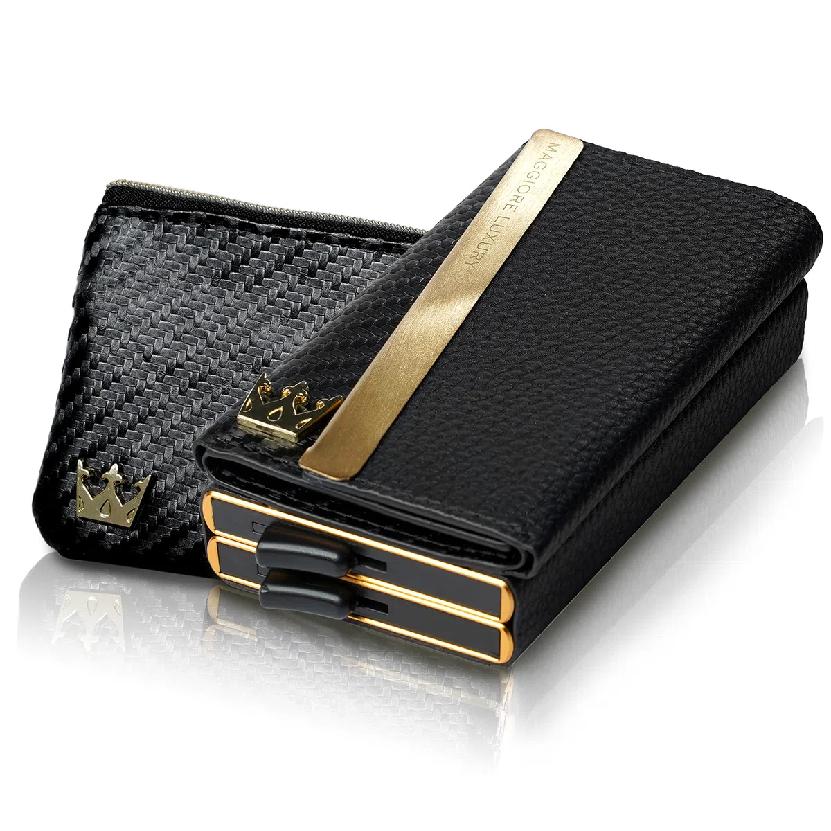 Portafogli Unisex Portacarte Doppio Fino a 12 Card Vera Pelle Per Uomo e Donna Protezione Rfid Anticlonazione Qualità Italiana Portamonete Omaggio Double Gold Wallet Milano