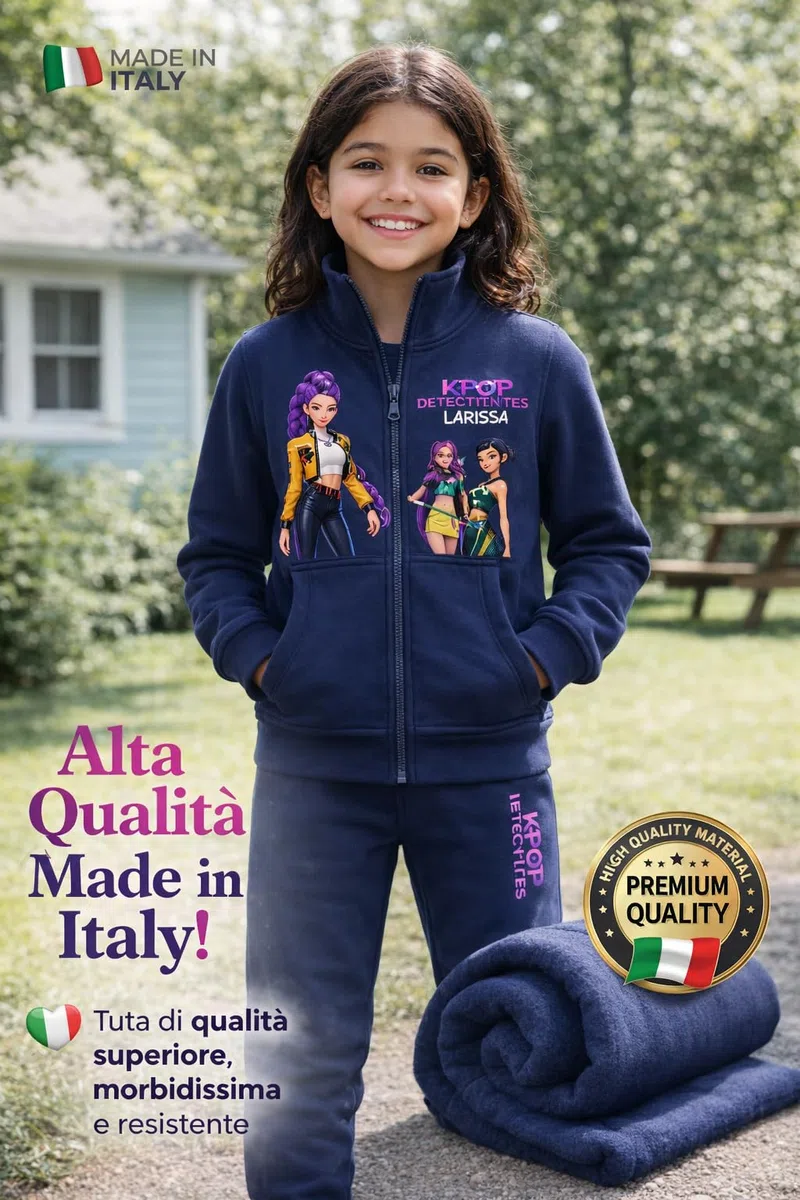 D&Vlab Tuta Felpata Bambino Bambina 6 7 8 9 10 14 anni Personalizzata con nome KPOP DEMON HNTERS in Morbido Tessuto - Abbigliamento Made in Italy
