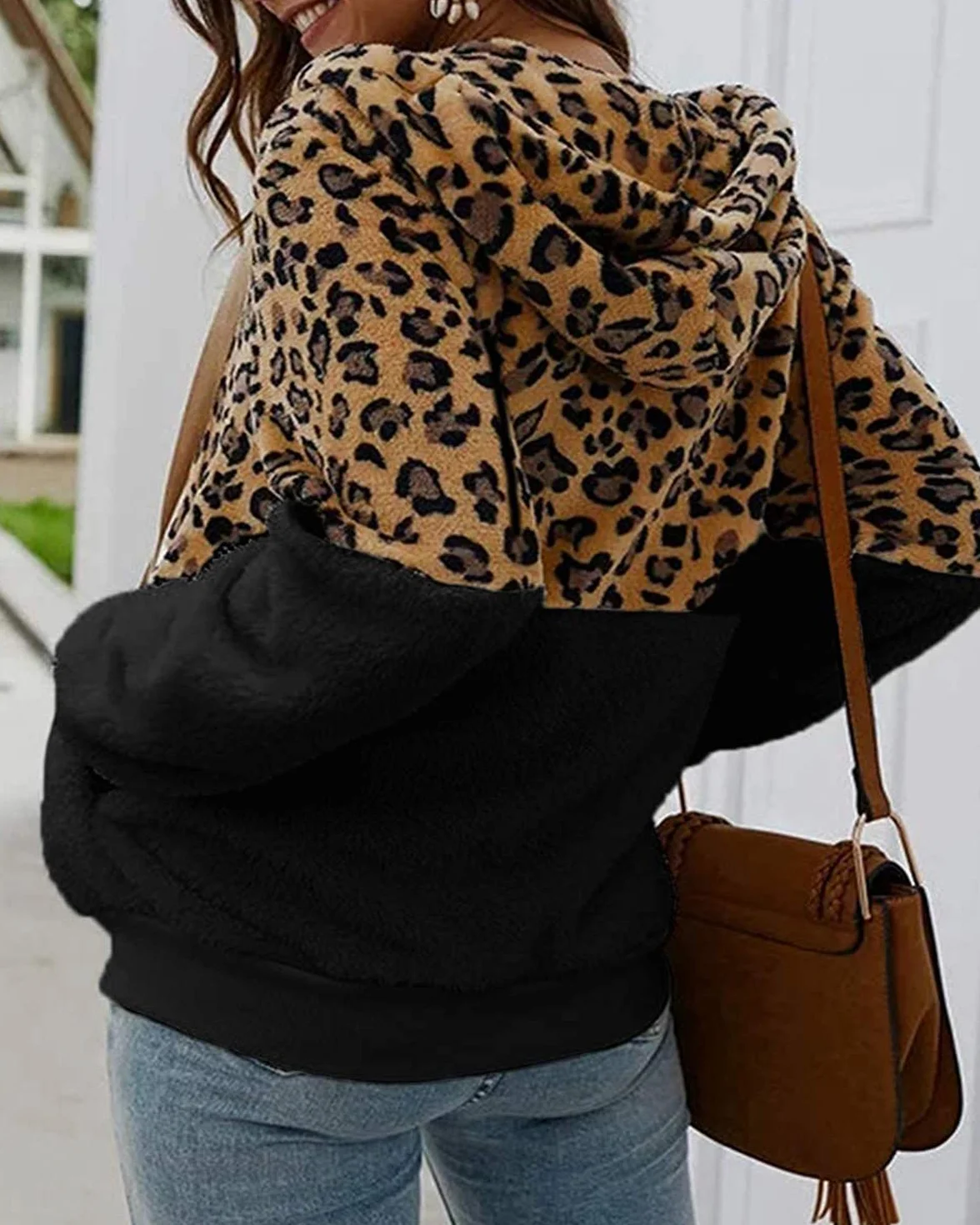 ABINGOO Cappotto Donna Casual Felpa con Cappuccio Giacca Leopardo Invernale Cerniera Giacche e Cappotti Vello Caldo Hoodies Outwear