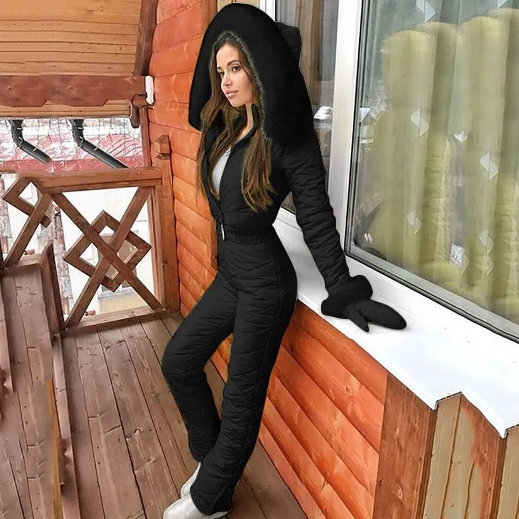 Tuta da sci da donna, impermeabile, isolata, calda, invernale, con collo in pelliccia, antivento, per sport all'aria aperta, abbigliamento termico per lo sci e lo snowboard