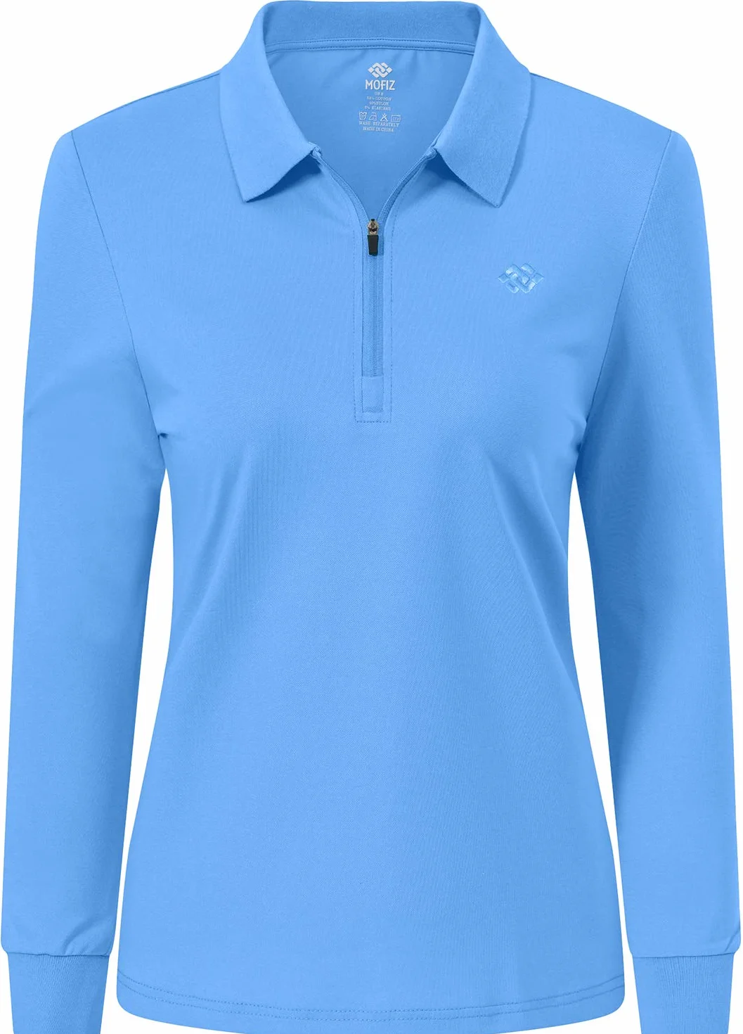 Polo Donna Manica Lunga Cotone Sportive Lavoro Golf Shirt con Cerniera