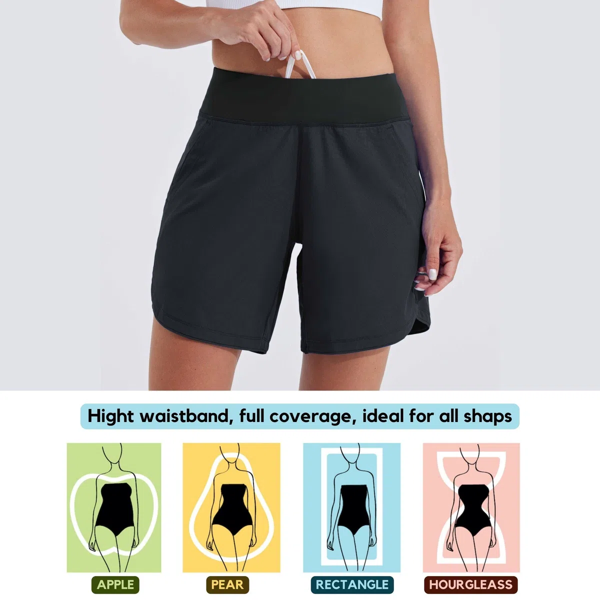 WILLIT Costume da bagno da donna, 7", ad asciugatura rapida, con tasche foderate, UPF50+