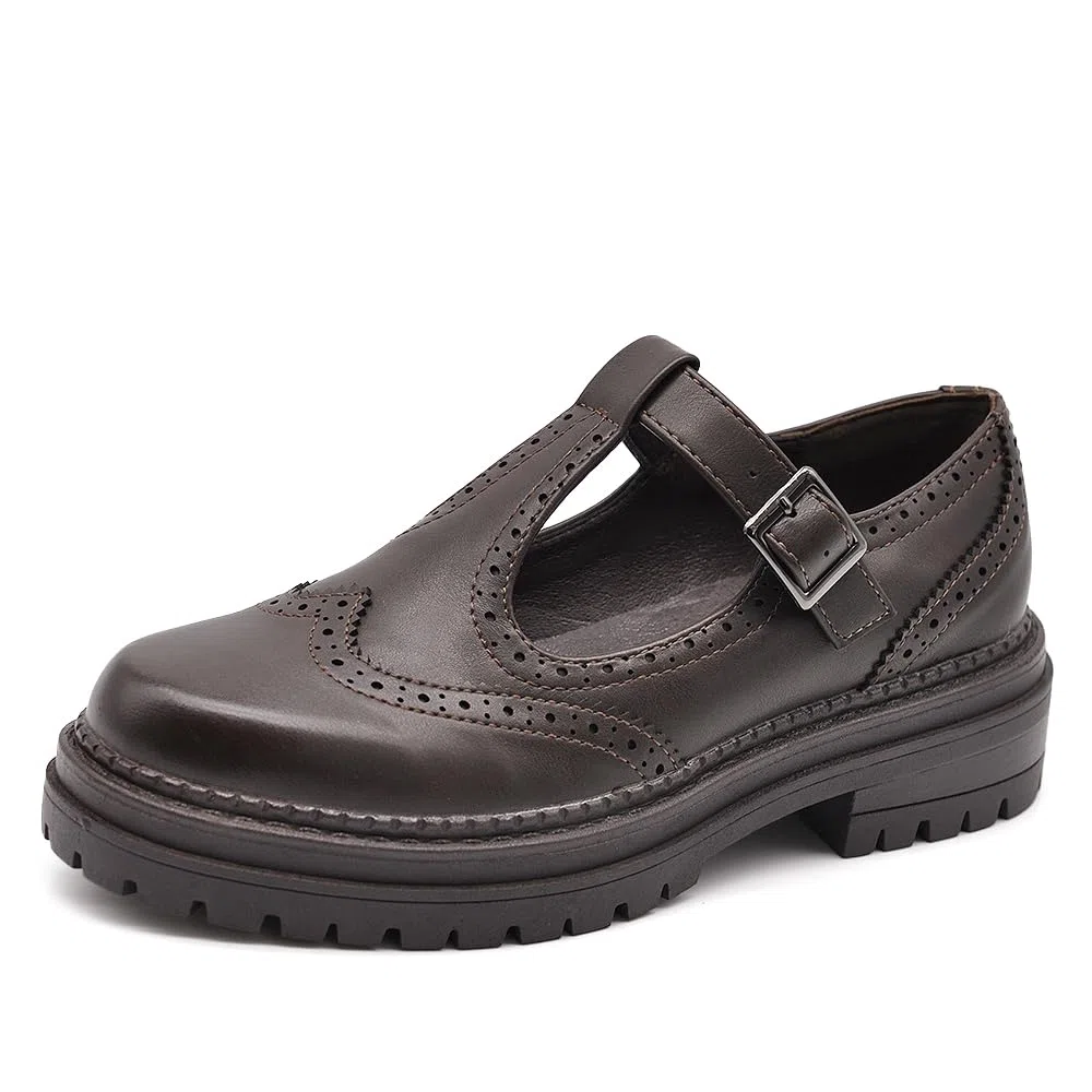 Scarpe Mary Jane Donna con Cinturino, Scarpe Oxford Stile Inglese, Suola Carrarmato Chunky, Eleganti Casual