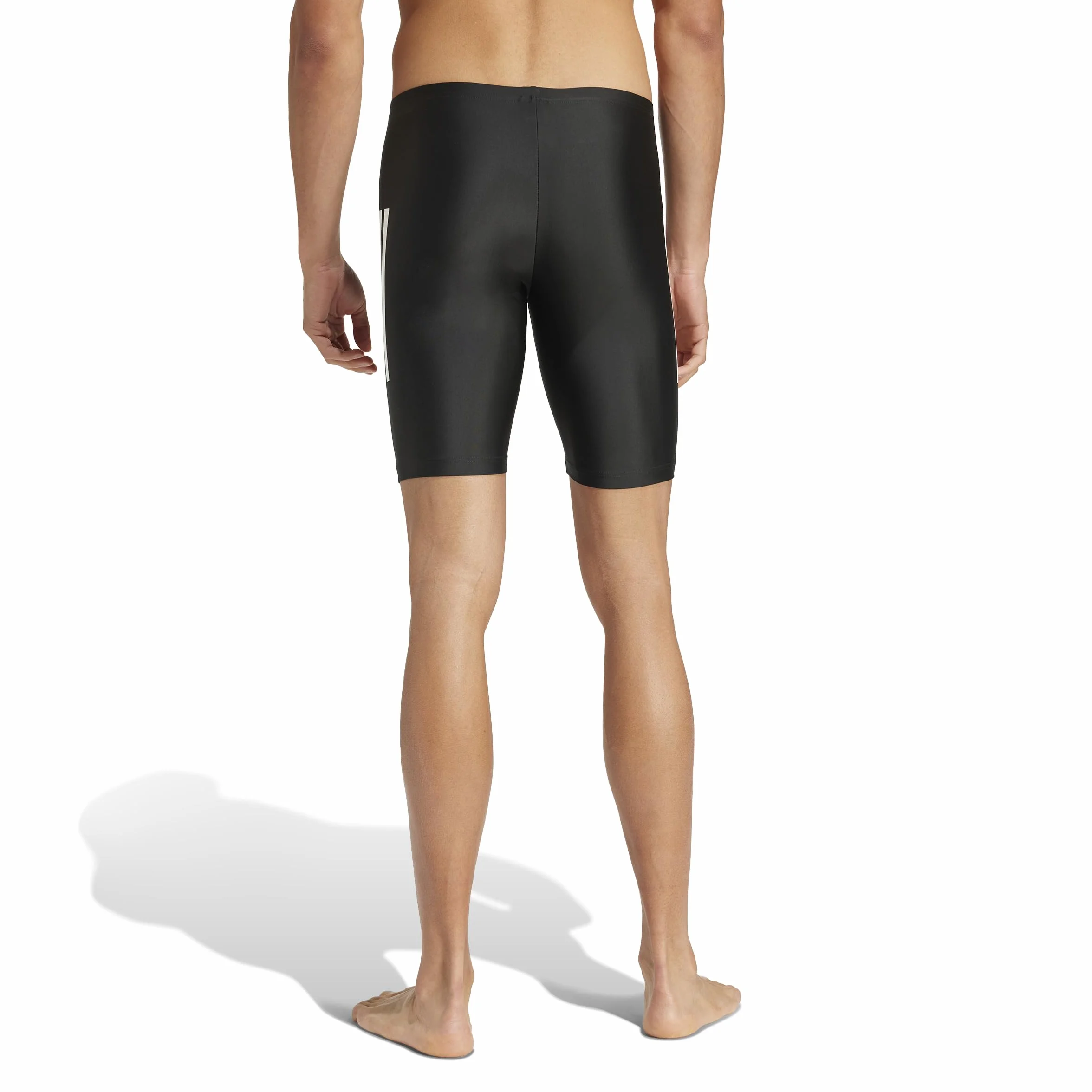 adidas Homme 3 Stripes Swim Jammers 8 inch, Black/White, M-L