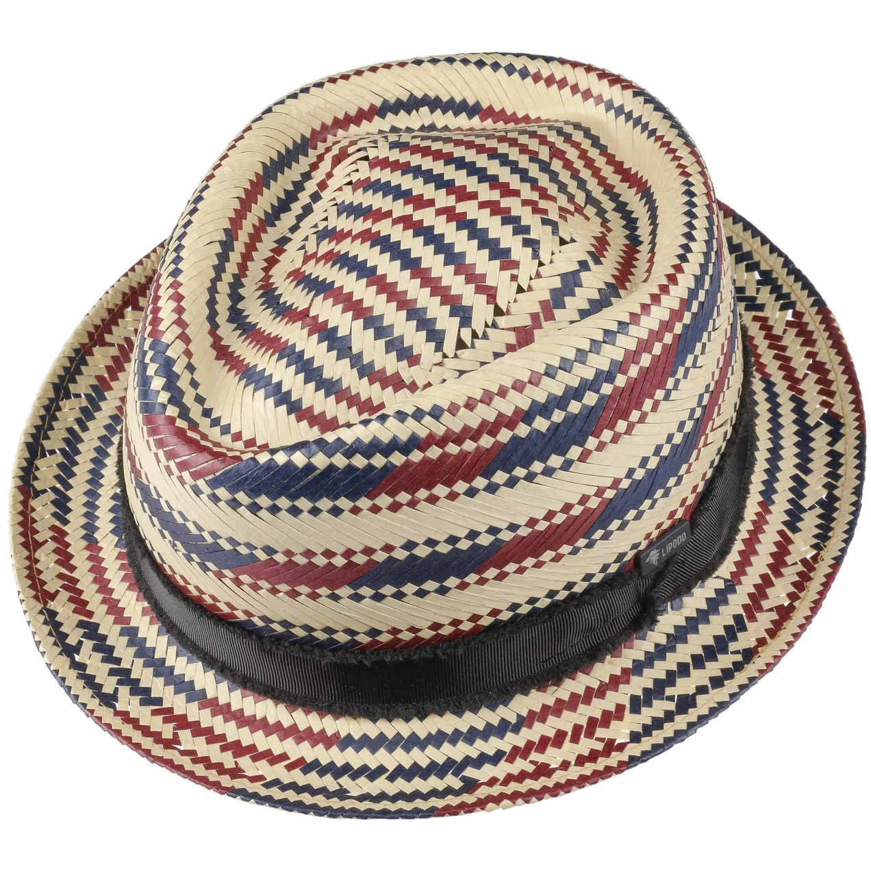 LIPODO Berdasco Cappello Pork Pie a Righe in Carta Paglia Prodotto in Italia Unisex Primavera Estate