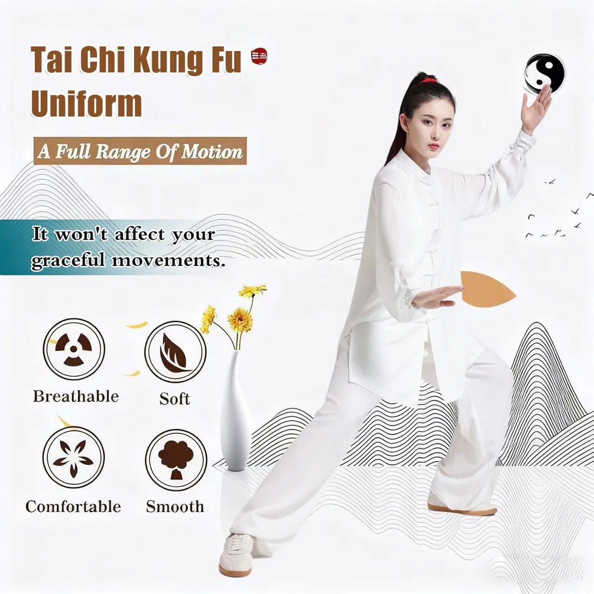 Taichi abbigliamento,Uniforme da Tai Chi in Cotone e Lino,Unisex Kung Fu e Arti Marziali Uniforme,Abbigliamento per Meditazione e Qigong,Largo E Comodo,per Esercizi Mattutini,Meditazione