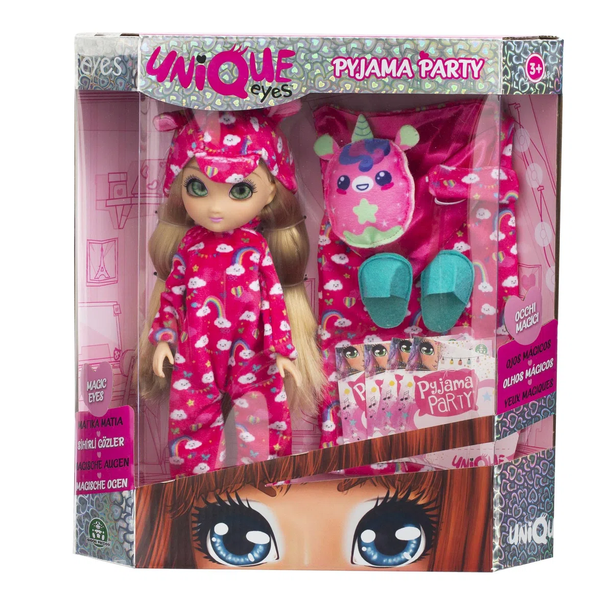 Giochi Preziosi UNIQUE EYES - Pigiama Party Amy, con tanti accessori, inviti per il party per organizzare serate divertenti, per bambine a partire dai 3 anni