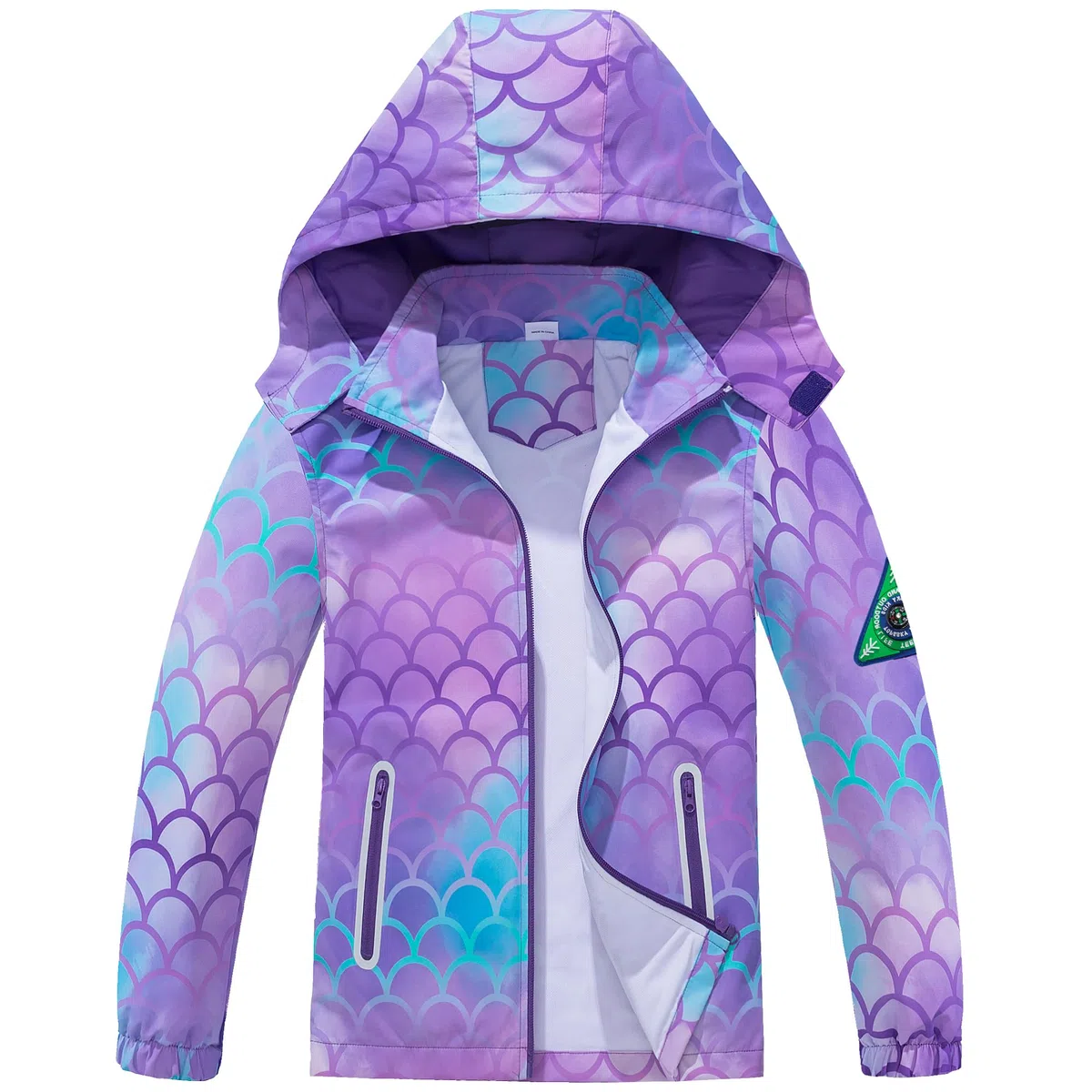 Fewlby Ragazze Giacca Impermeabile con Cappuccio, Poncho da Pioggia Bambini Giacca a Vento Cappotto Antipioggia Giacche Leggero Capispalla per Primavera Autunno, 2-3 Anni