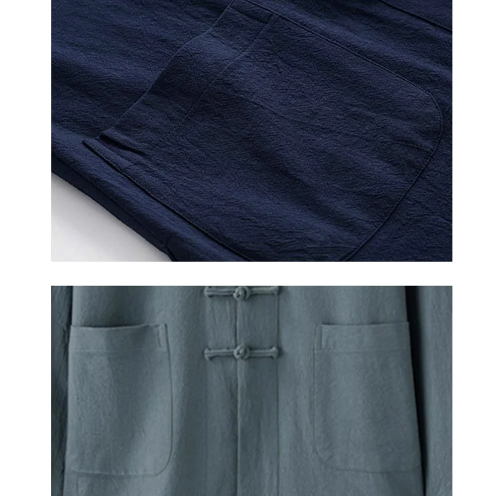 ZHOUXIAO Biancheria di Cotone Tai Chi Unifori Uniforme Uomo Kung Fu Abbigliamento Manica Corta Cinese Vestiti Tradizionali Tops, Tang Suit Hanfu Giacca Camicia Cappotto Marti Red-XXXL