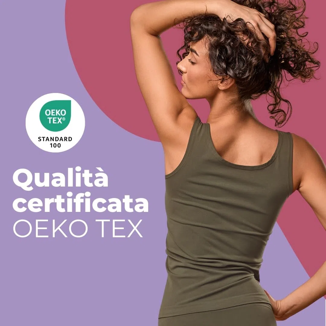 FOCENZA Set 3 Pezzi Canotta Donna Spalla Larga in Morbida Microfibra, Intimo Senza Cuciture in Vari Colori, Made in Italy