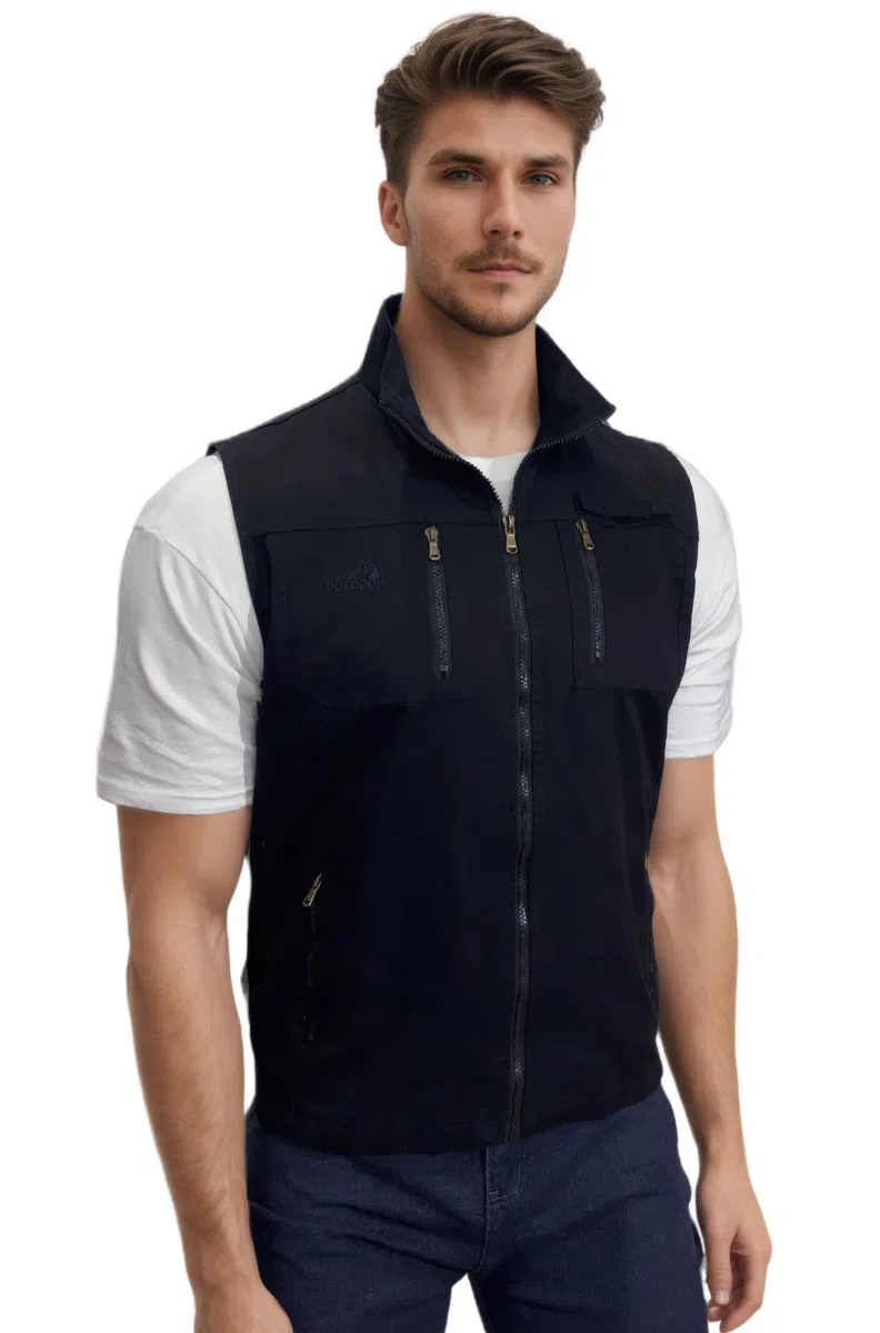 Uomo All'aperto Gilet Multi-Tasca Cotone Gilet da Pesca Leggero Traspirante Giubbotti Gilet vintage Casual Sport Giubbino Senza Maniche Caccia Fotografi