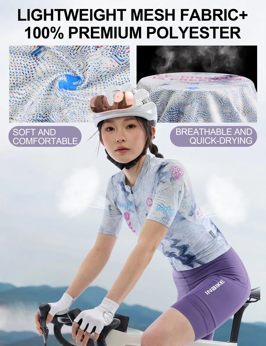 INBIKE Maglia Ciclismo Donna Estiva Maglia Bici Maglietta MTB Maniche Corte 3 Tasche Traspirante Riflettente Asciugatura Rapida Leggero XX585