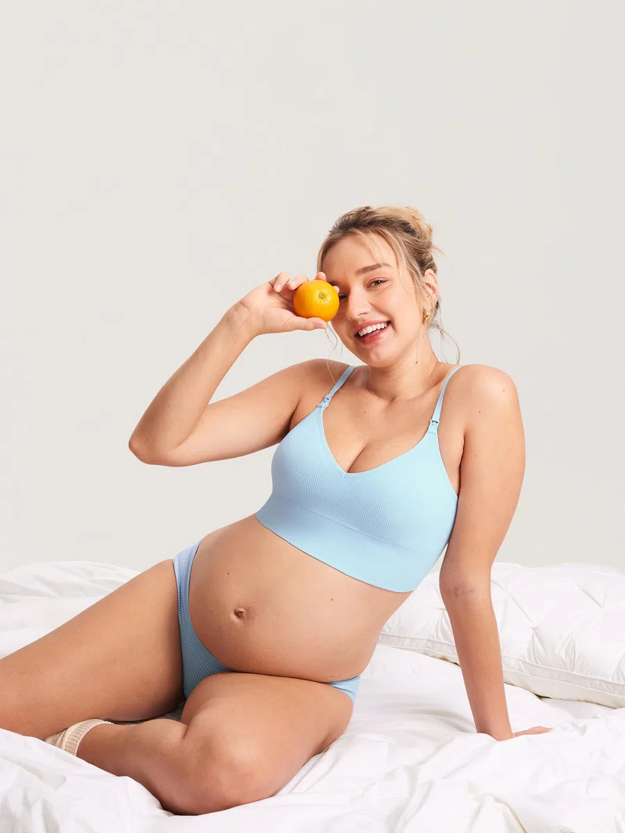 MOMANDA Reggiseno Allattamento Senza Ferretto Donna Costine Lungo Intimo Gravidanza Comfort Scollo a V