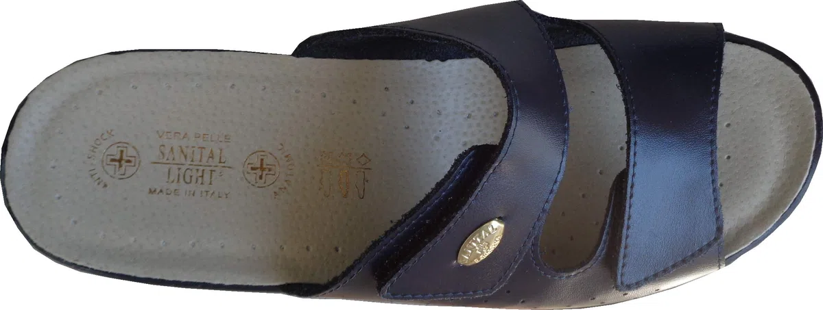 SANITAL LIGHT - Ciabatta in Pelle con sottopiede in pelle imbottito Anti-Shock - 1375 - Artigianato Italiano - Con doppia chiusura a strappo
