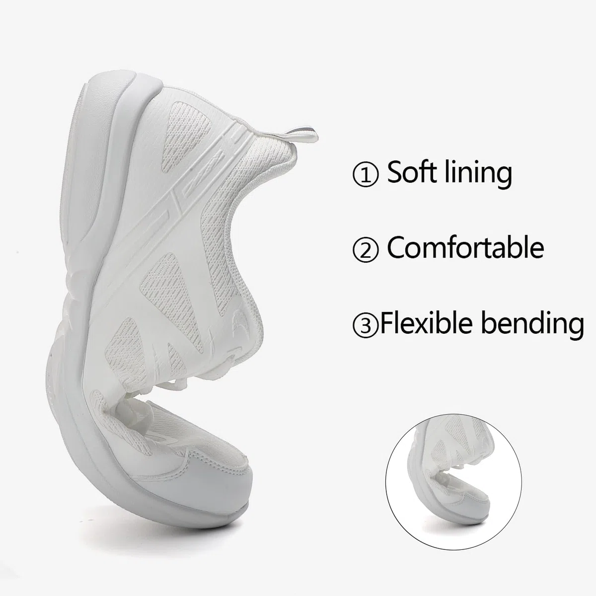 Scarpe da Cheerleading Luce Scarpe da Cheer Bianche Antiscivolo Cheerleader Sneaker Scuola Fitness Jazz Ginnastica Varsity da Allenamento