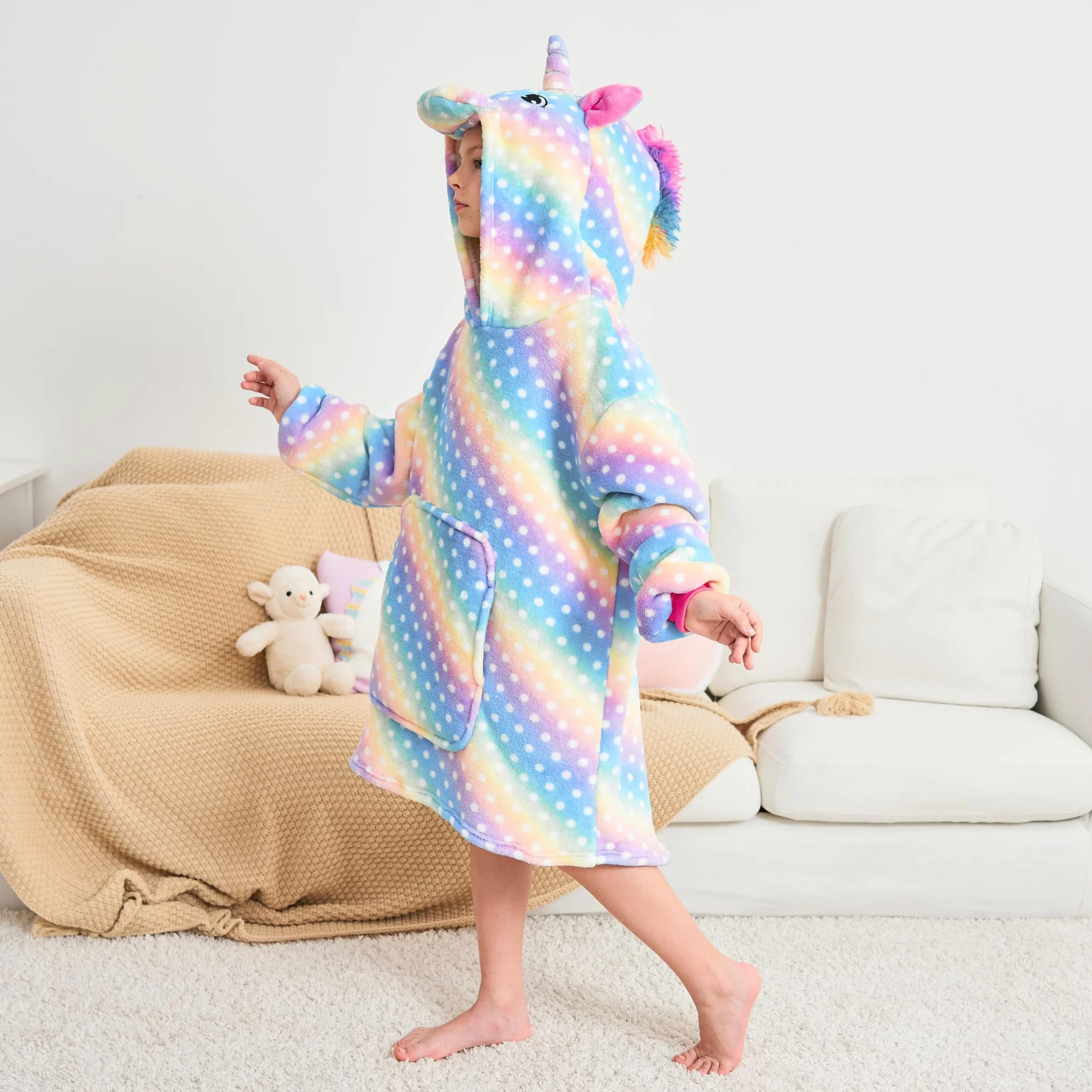 Felpa con Cappuccio Unicorno per Ragazze, Unicorno Felpa con Cappuccio Oversize per Bambini