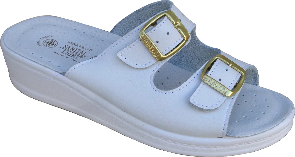 Sanital Light - 1371 - Ciabatta Leggera e Comoda | Suola Leggera con Sottopiede Anti-Shock | Tomaia in Pelle | Ideale per Comfort del Piede | Ciabatte da Casa e Sanitarie - 100% Fatto in Italia