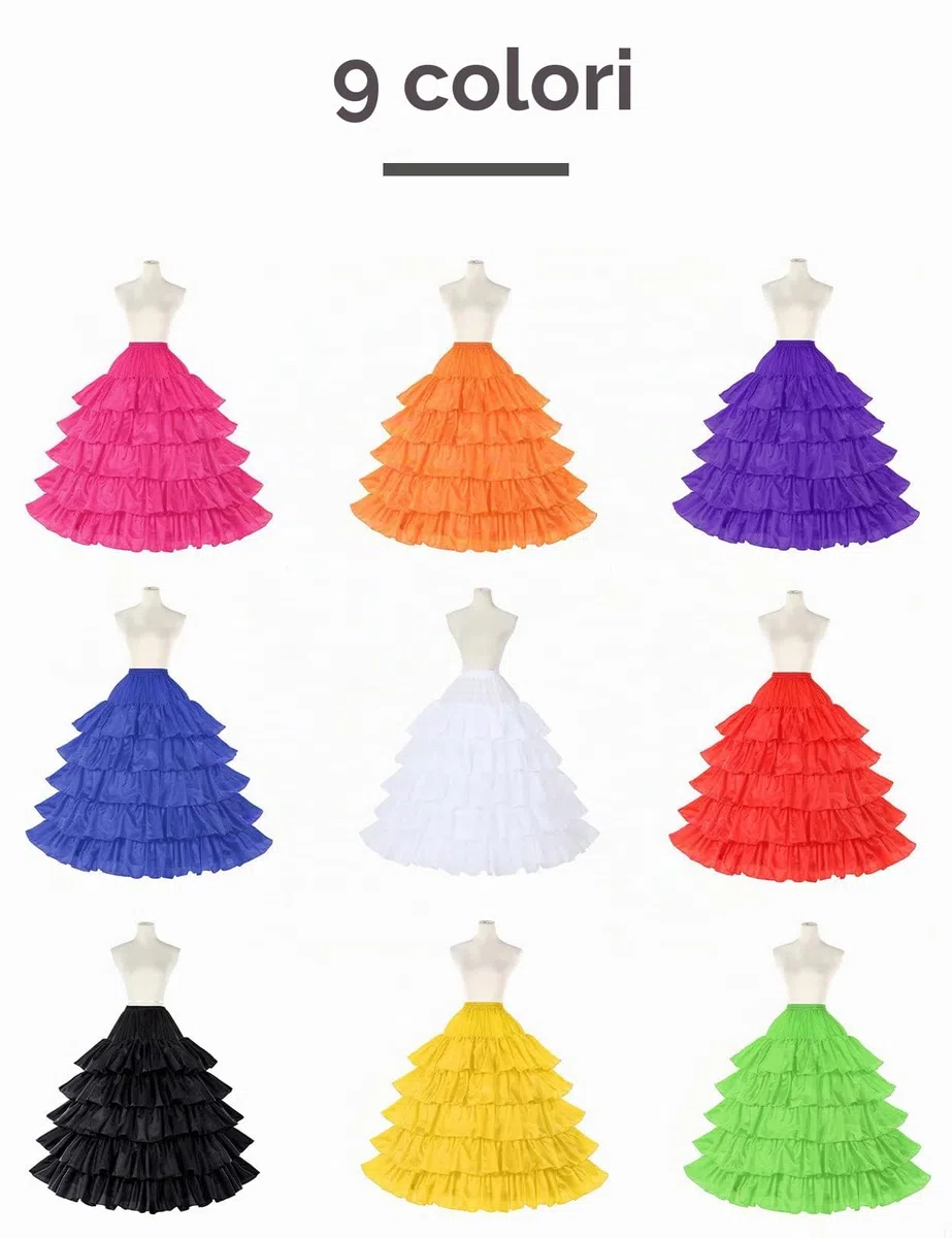 BEAUTELICATE Sottogonna Sposa Lungo per Nozze Gonna 4 Cerchio Donna per Abito Sottoveste Abito da Sera con 5 Strati Balze Gonna Rockabilly Hallowen Matrimonio Carnevale