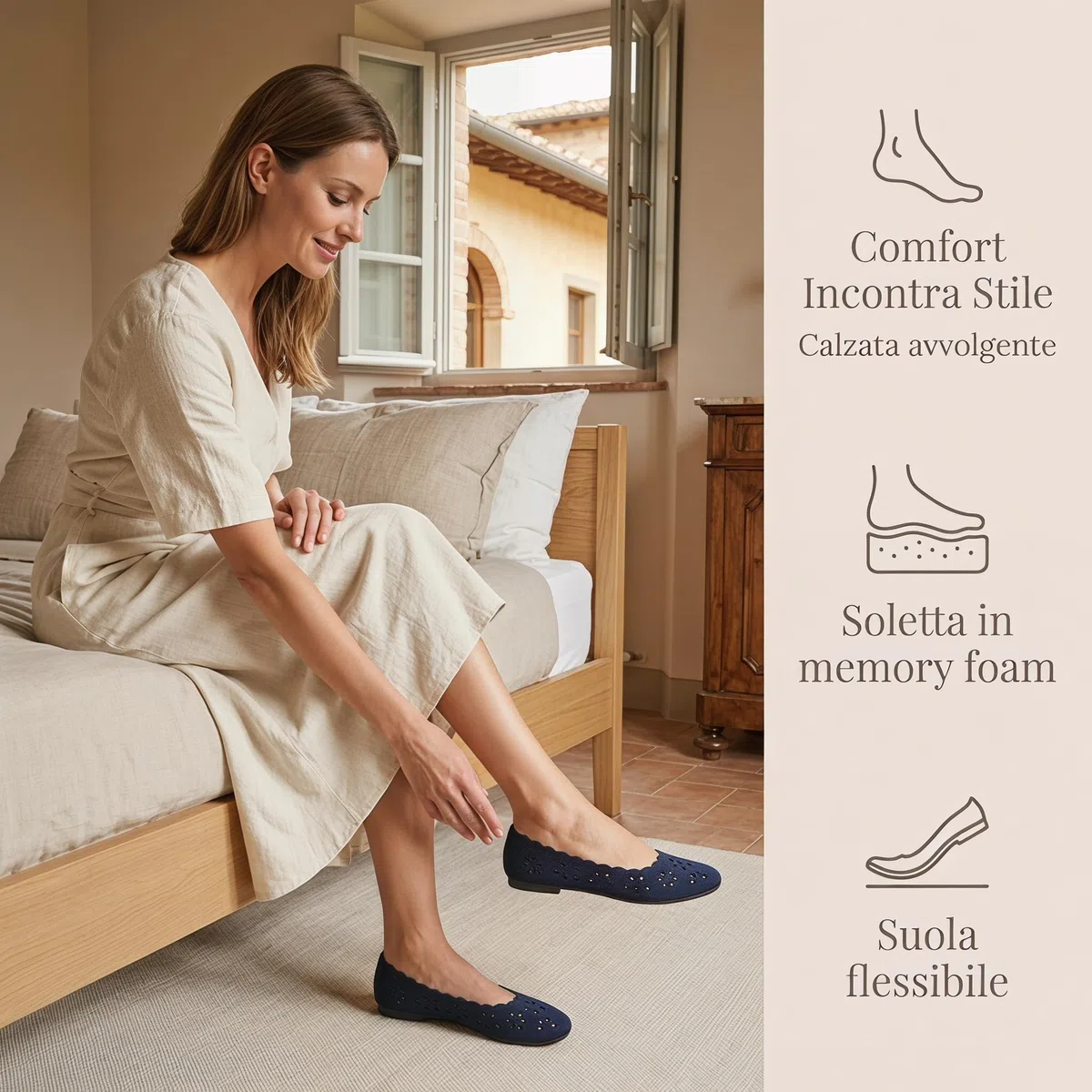 GLAMORA Ballerine Donna Traforate Comode Maglia Elasticizzata Leggere Traspiranti Scarpe Basse Punta Tonda Slip On Suola Morbida Flessibile Comfort Estive Eleganti Calzata Facile