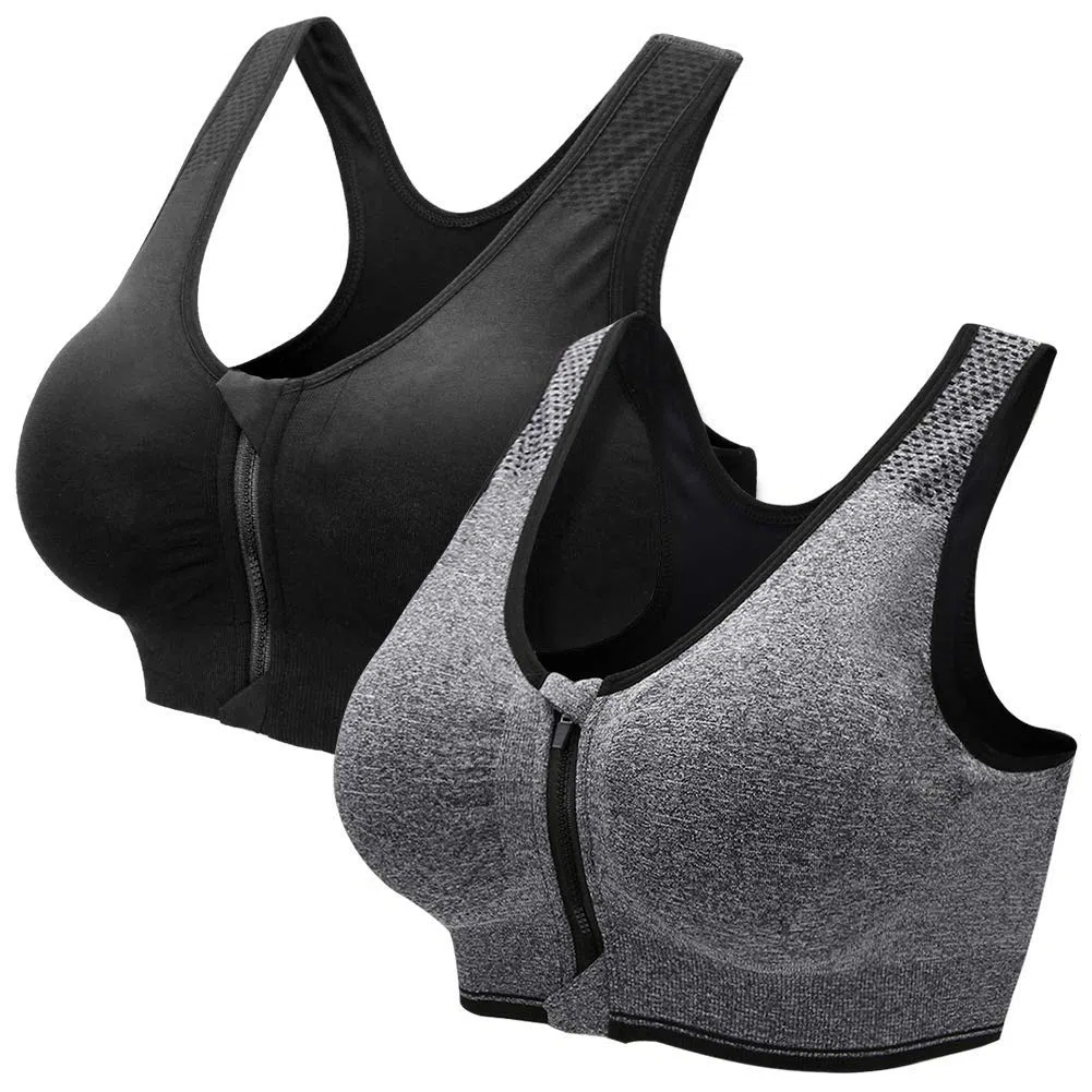 Zoerea Reggiseno Sportivo Senza Ferretto da Donna con Cerniera Frontale e Pastiglie Rimovibili per Ginnastica Corsa Yoga