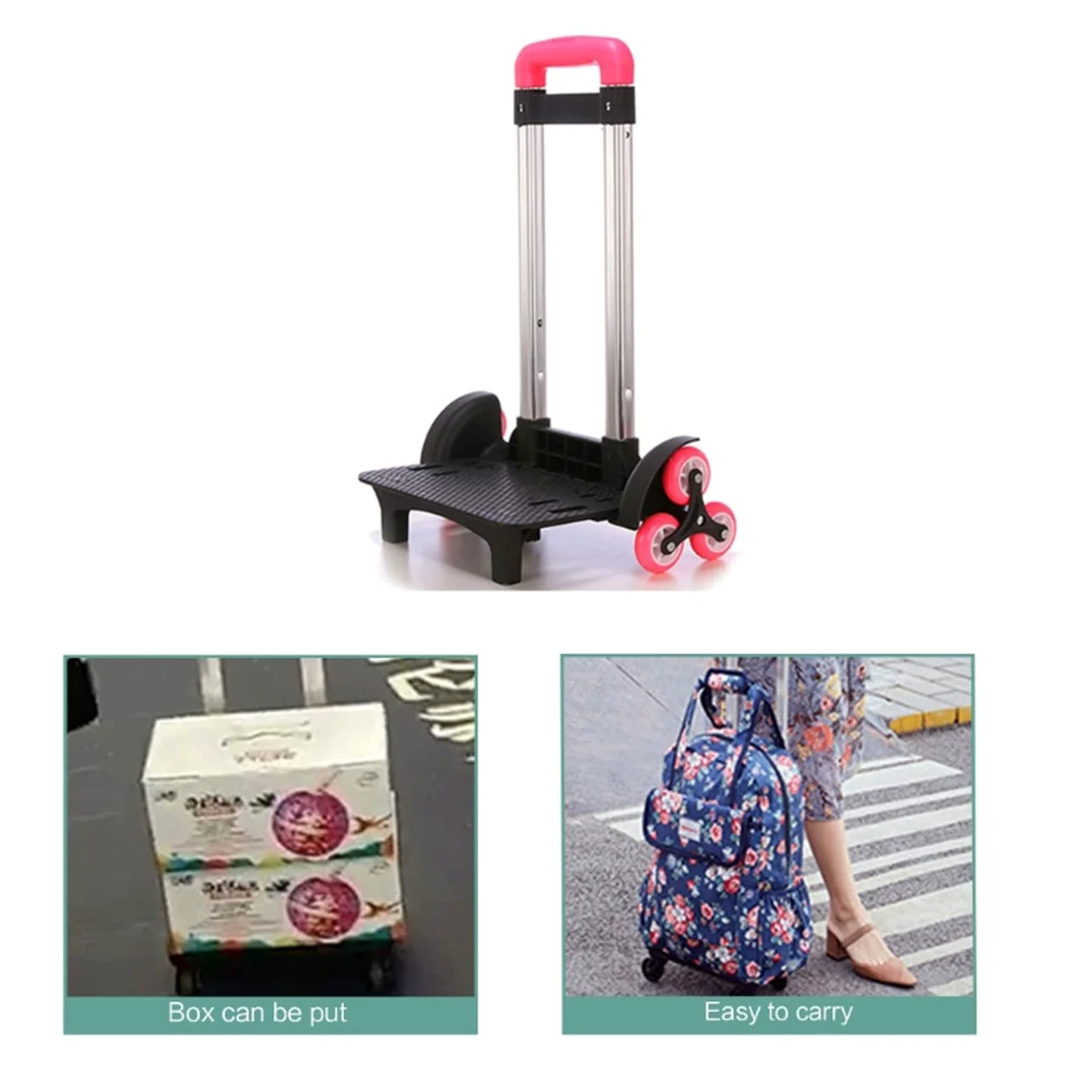 Carrello pieghevole a 6 ruote Zaino Trolley in lega di alluminio Bagagli per studenti a mano da viaggio