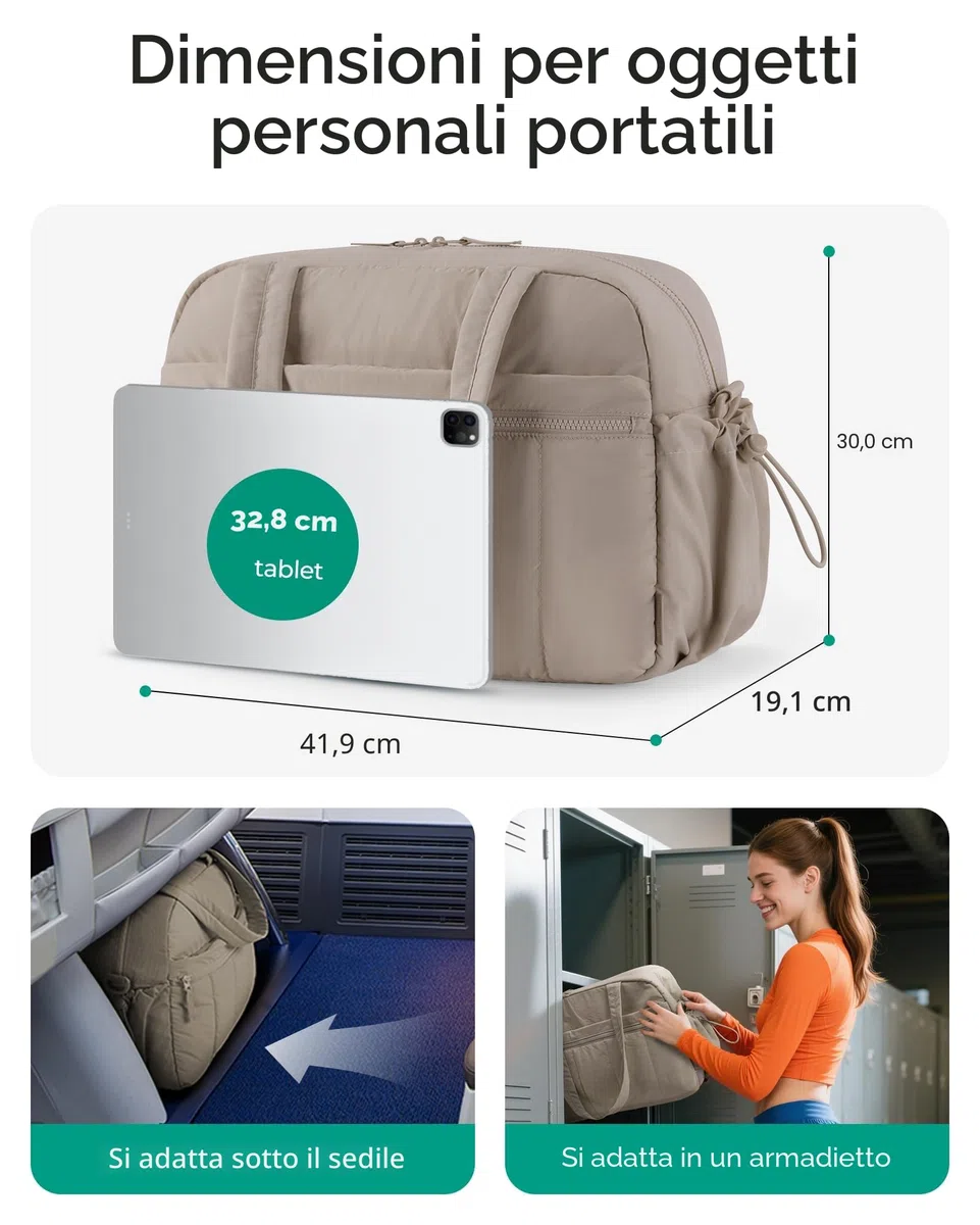 BAGSMART Borsone da Viaggio Donna, 24L Borsone Palestra Sportiva in Piuma, Borsa da Viaggio Impermeabile Grande Capacità, Bagaglio a Mano Leggero, Borsa Parto Ospedale con bagnata in PVC, Cammello, M