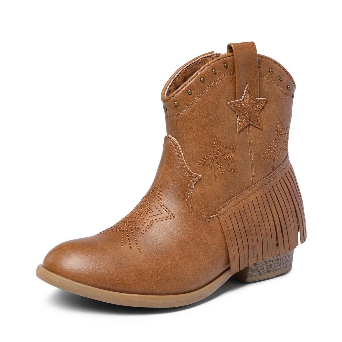 DREAM PAIRS Kids Stivaletti Western Cowboy Ragazze Scarpe Equitazione Cerniera Laterale e Nappa per Bambini Piccoli/Grandi Stivali