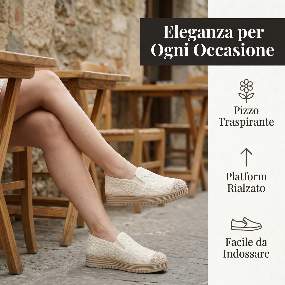 GLAMORA Espadrillas Donna Mocassini Slip On Ballerine Scarpe Piatte Platform Traforate Pizzo Traspiranti Estive Comode Elastiche Leggere Suola Gomma Antiscivolo Morbide