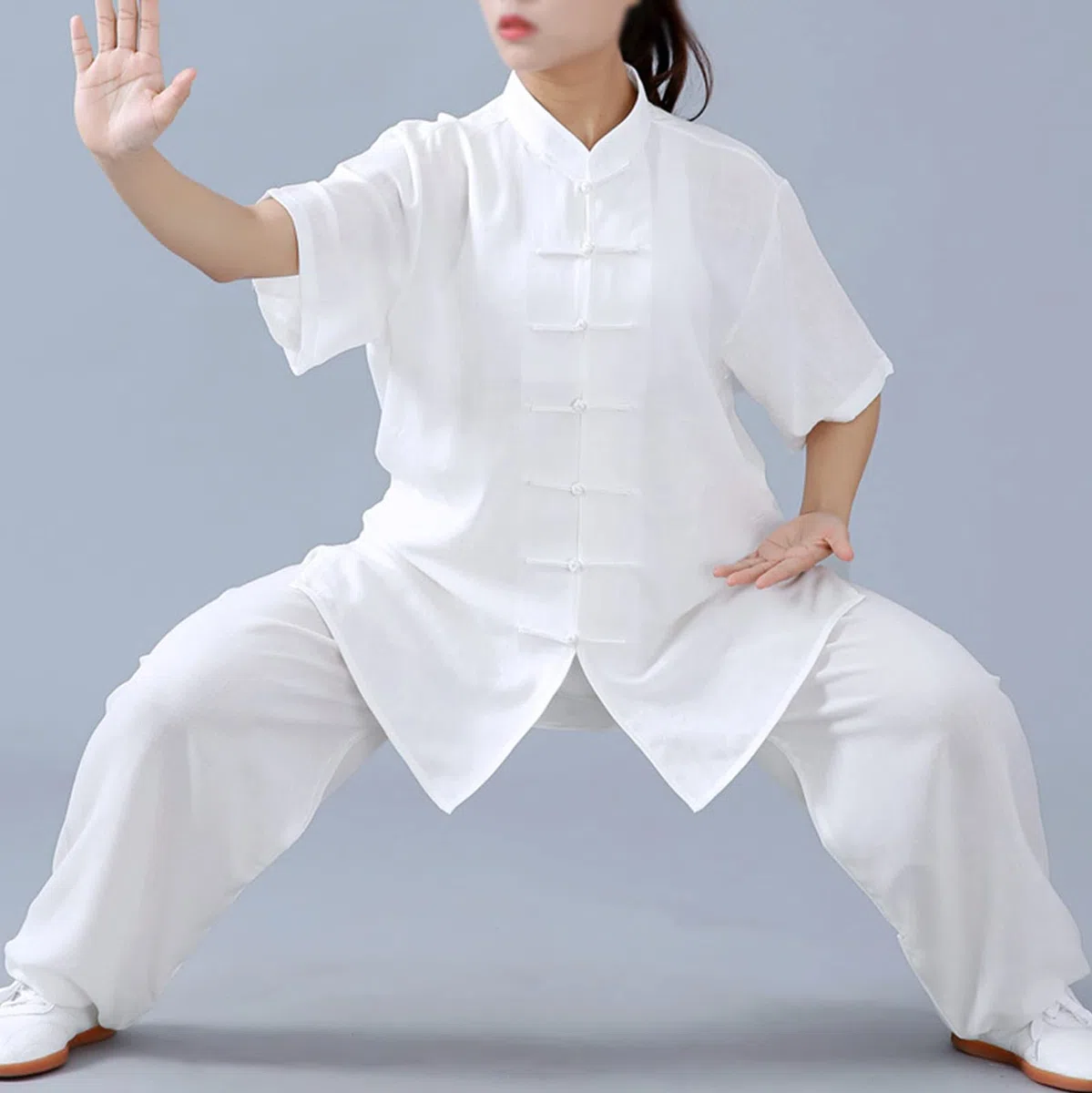 Tai Chi Uniforme Unisex Abbigliamento da Allenamento di Kung Fu per Arti Marziali Cotone E Lino Manica Corta Estate Wing Chun Mattina per Esercizi Abbigliamento