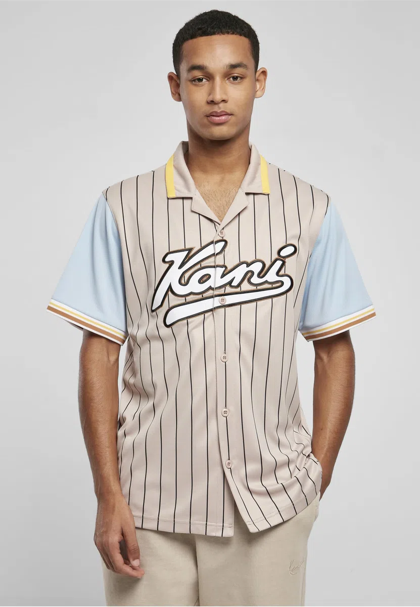Karl Kani Varsity Pinstripe Baseball Shirt Unisex