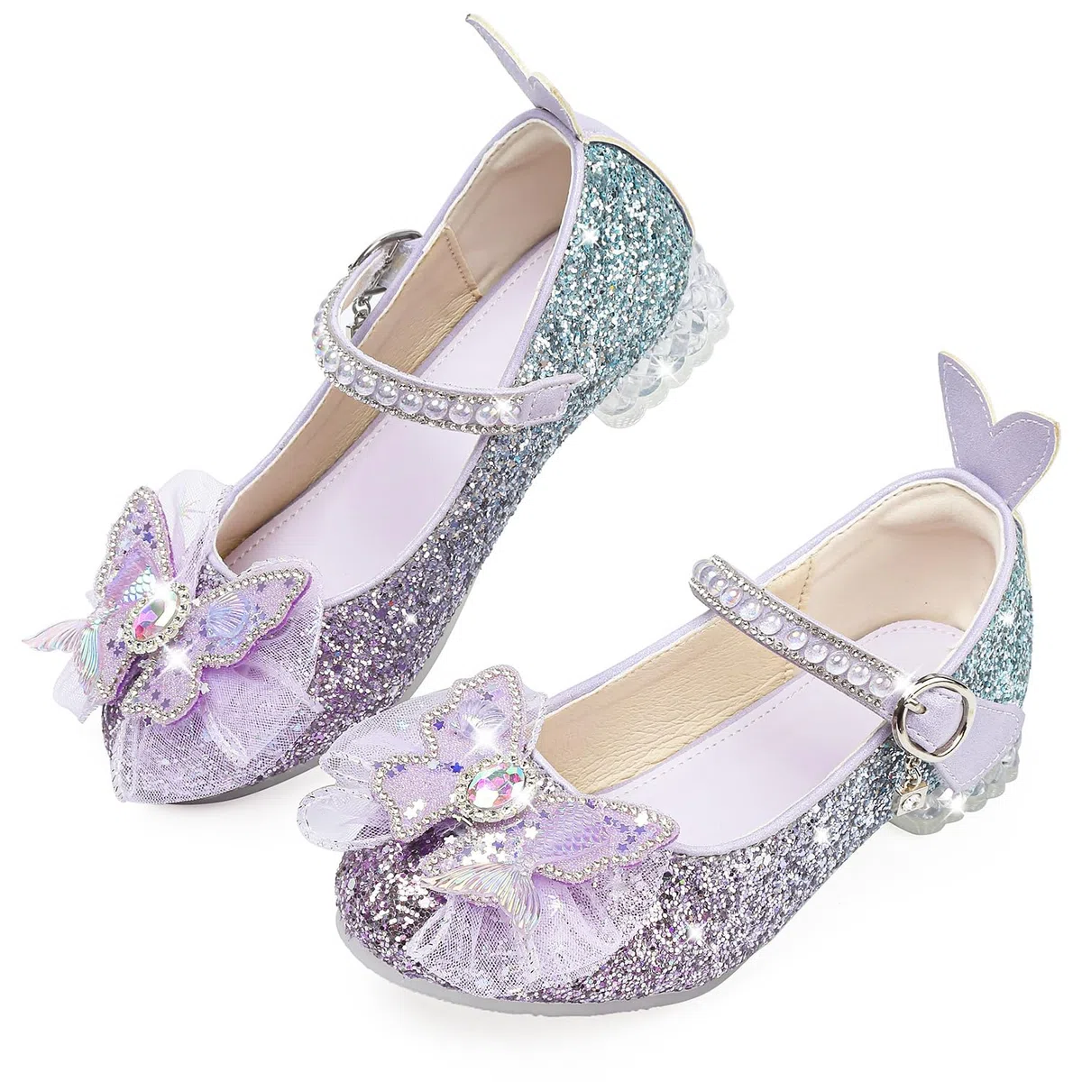 Mary Jane - Scarpe da principessa glitterate, con tacco basso, per feste, matrimoni, compleanni, balli studenteschi, cosplay, ballerine per bambini