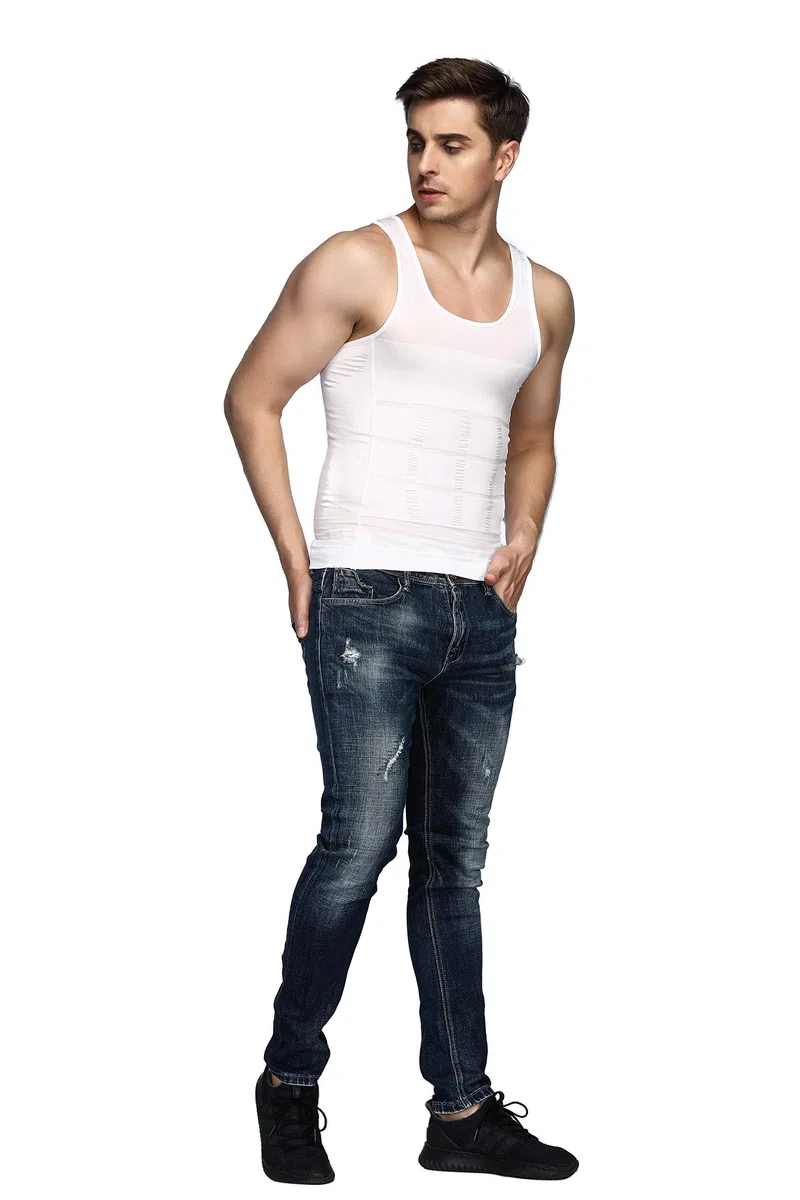 Odoland Compressione Uomo Canotta Contenitiva Shapewear Snellente Intimo Modellante Dimagrante Pancia Sportivo Fitness 3 Pezzi