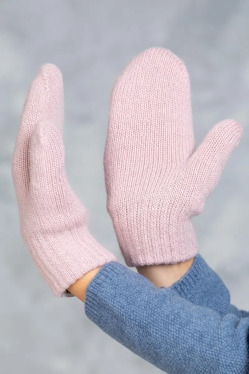 guanti a maglia a doppio strato in lana per neonati I guanti invernali caldi a maglia per ragazzi e ragazze, bambini I comodi guanti morbidi in beige, rosa, grigio