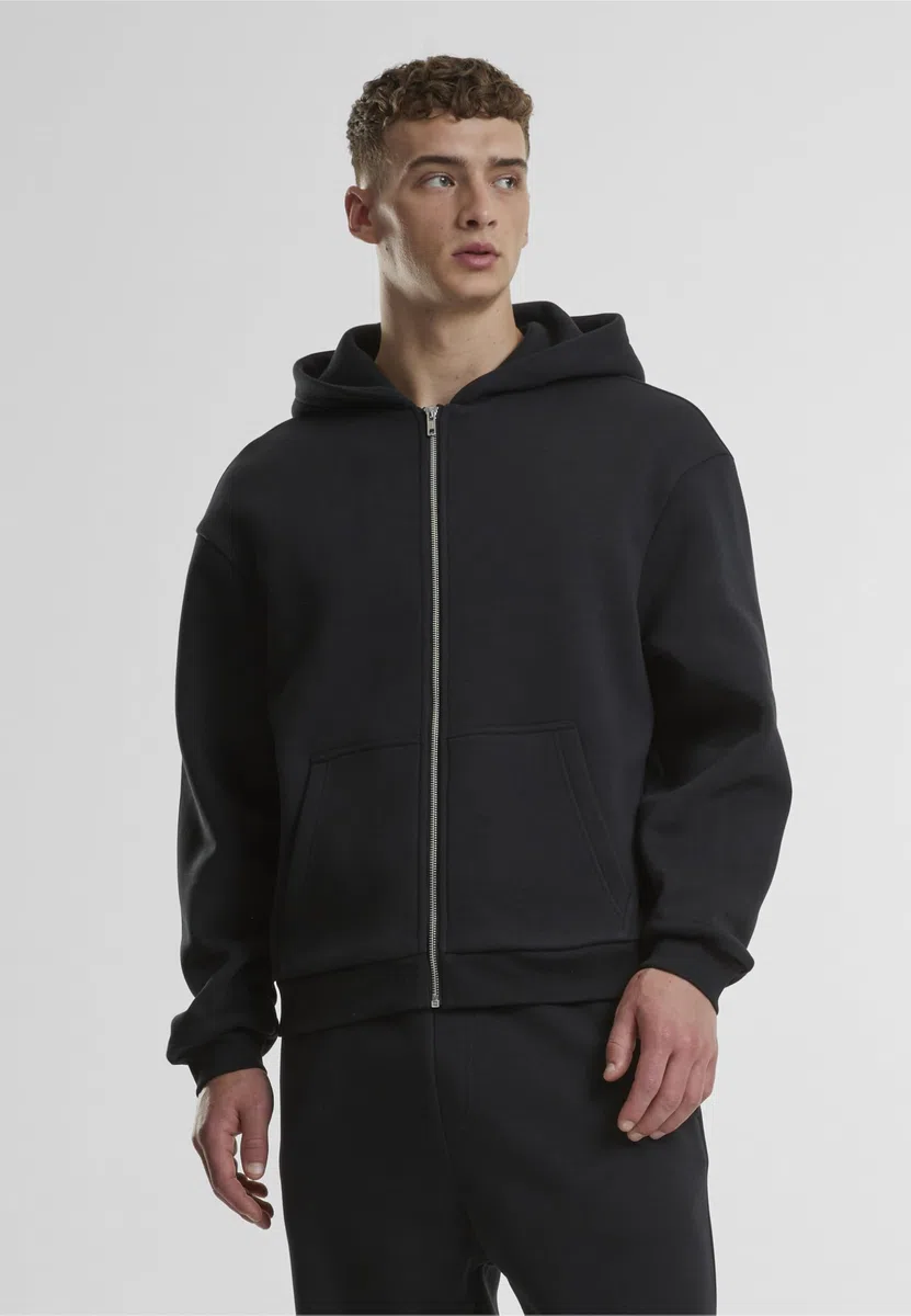 Urban Classics Fluffy Zip Hoody Uomo Felpa Jogging Nero Regular