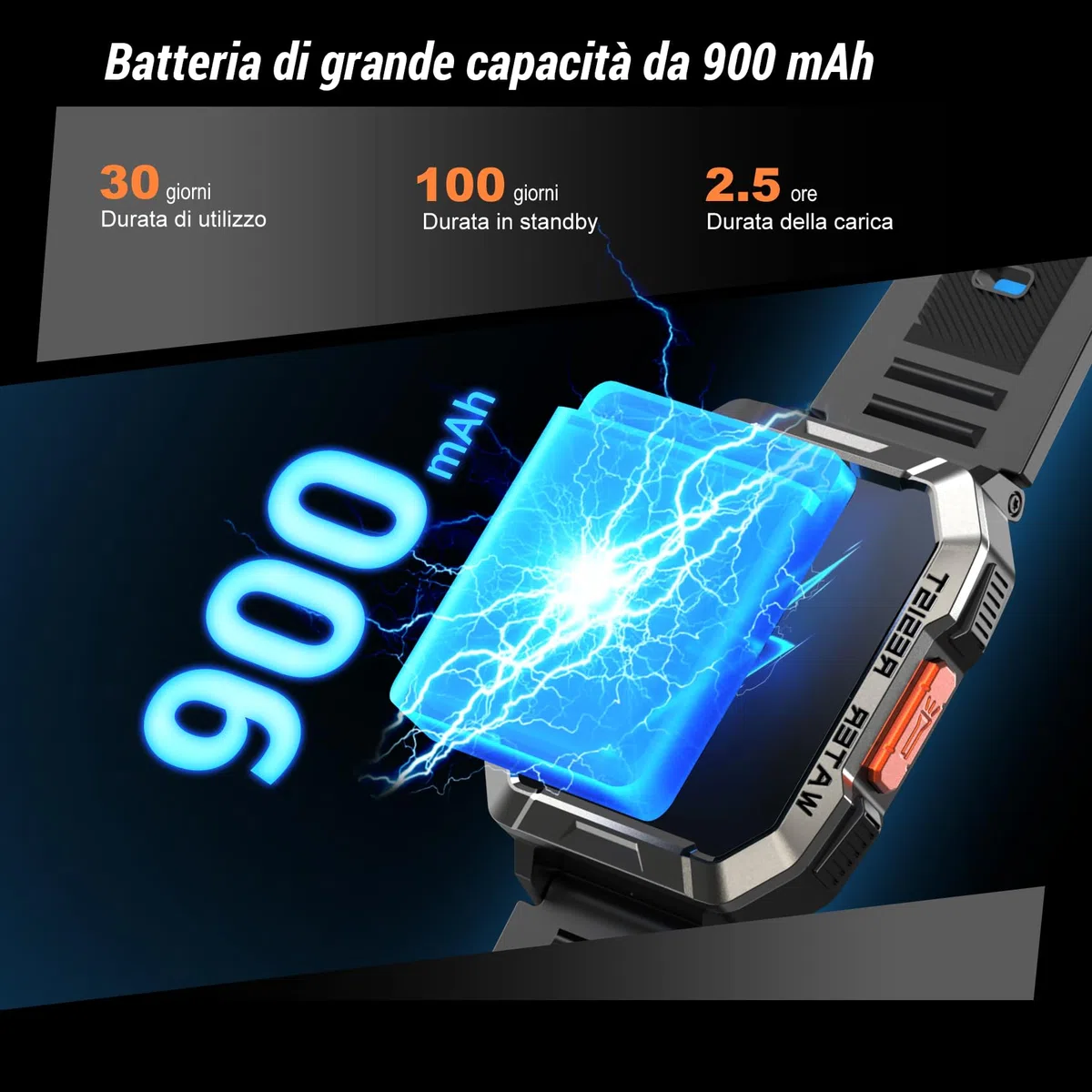 IOWODO Smartwatch Uomo,2.01“ Militari Smart Watch con Chiamate,Orologio Fitness Tracker con Torcia,100+ Modalità Sport Smart Watch con Contapassi/24H Cardiofrequenzimetro/Sonno per Android iOS