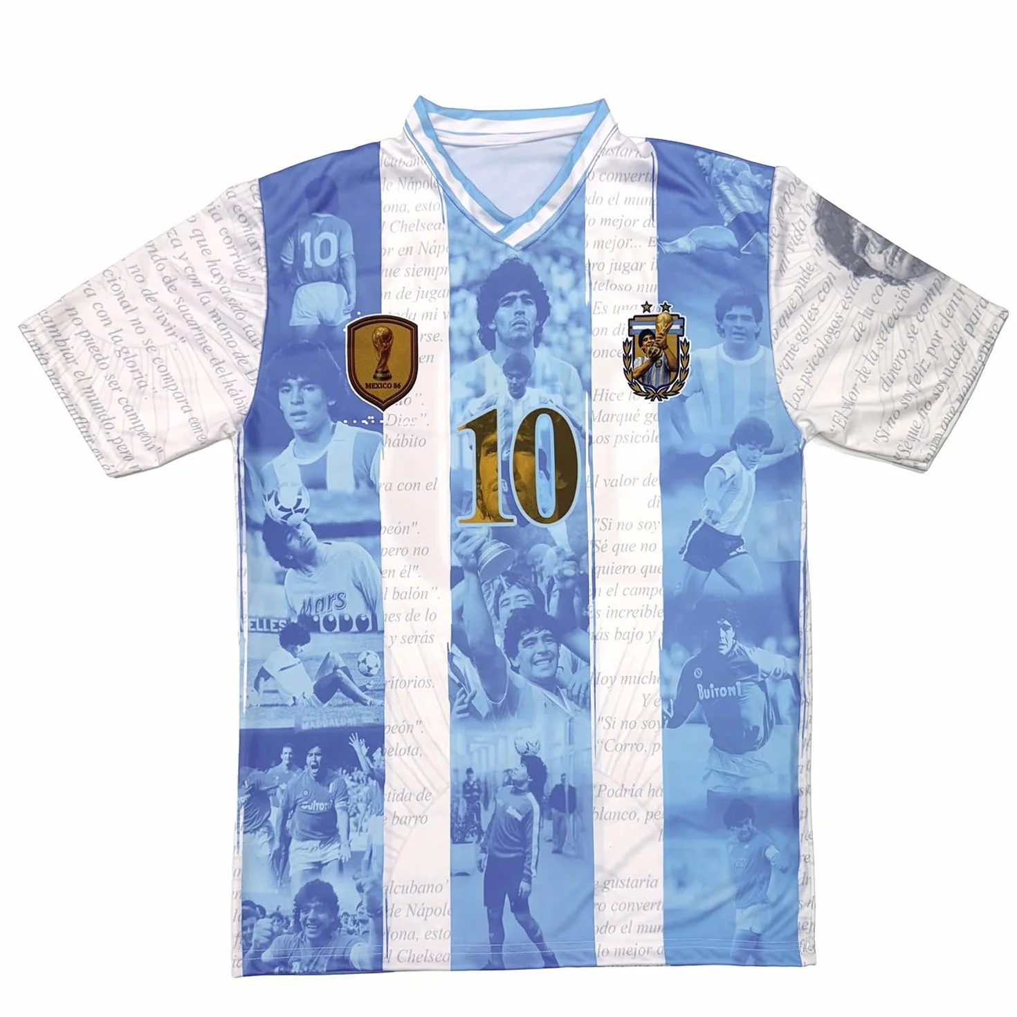 Soul up Maglia Calcio Diego Armando Maradona - El Pibe de Oro. Replica Ufficiale. Maglietta Calcio Argentina per Ragazzo e Adulto.