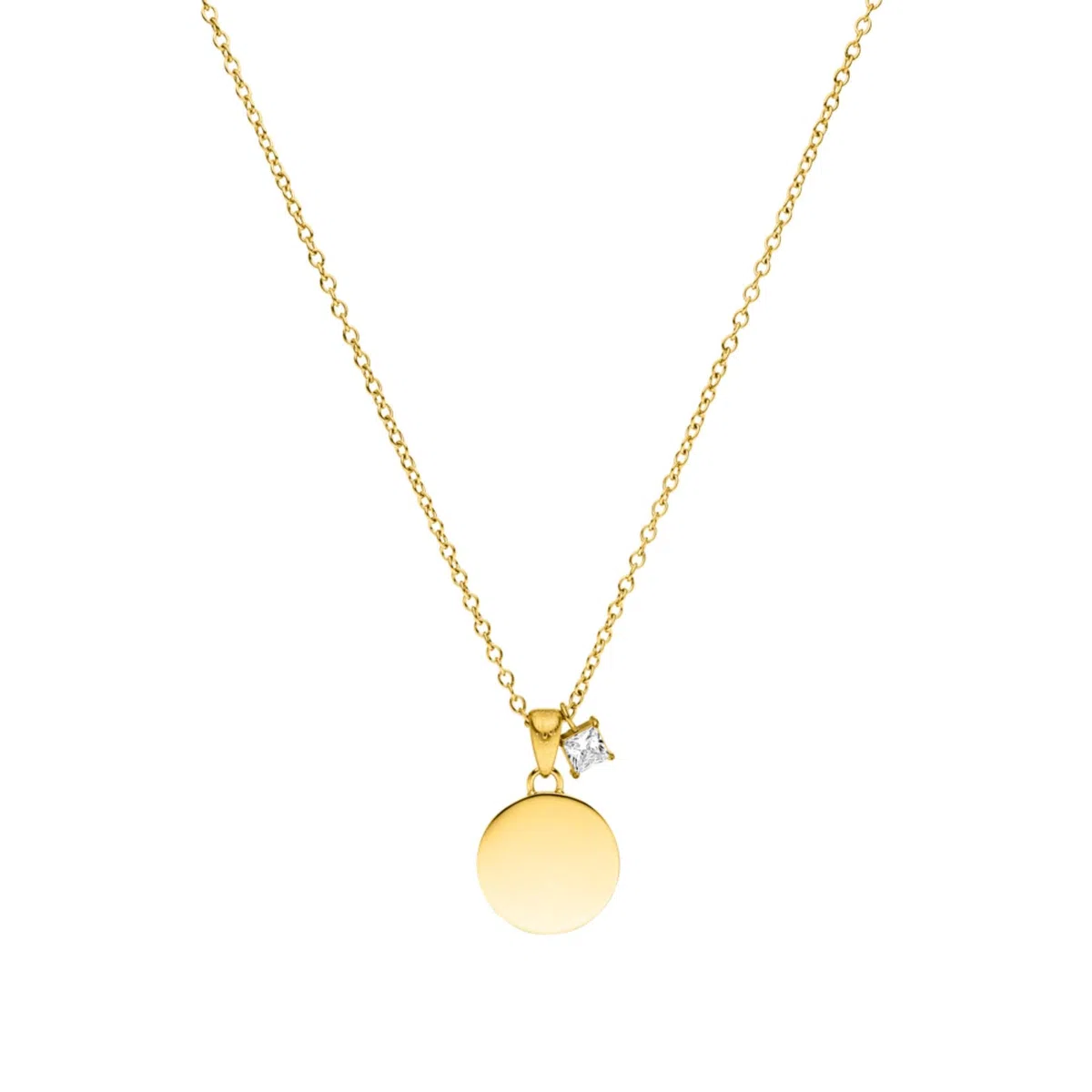 Purelei® Collana Poetic (oro, argento, oro rosa), collana da donna con ciondolo rotondo e pietra semipreziosa, catena impermeabile in acciaio inox, regalo per donne