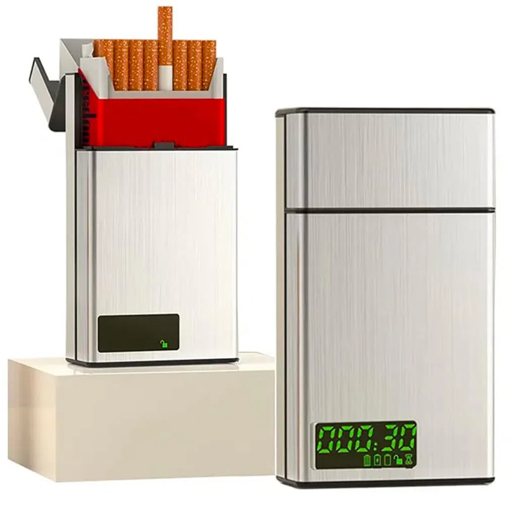 Porta Sigarette Smart con Chiusura a Tempo automatica in alluminio (Silver)