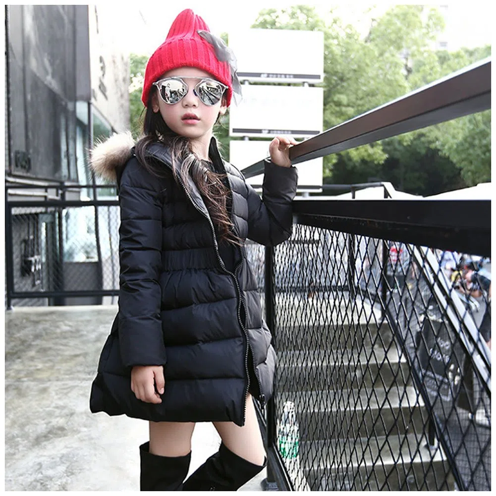 Piumino Bambina Invernale Giacca Bambina Piumino lungo Cappotto per Bambini Elastic