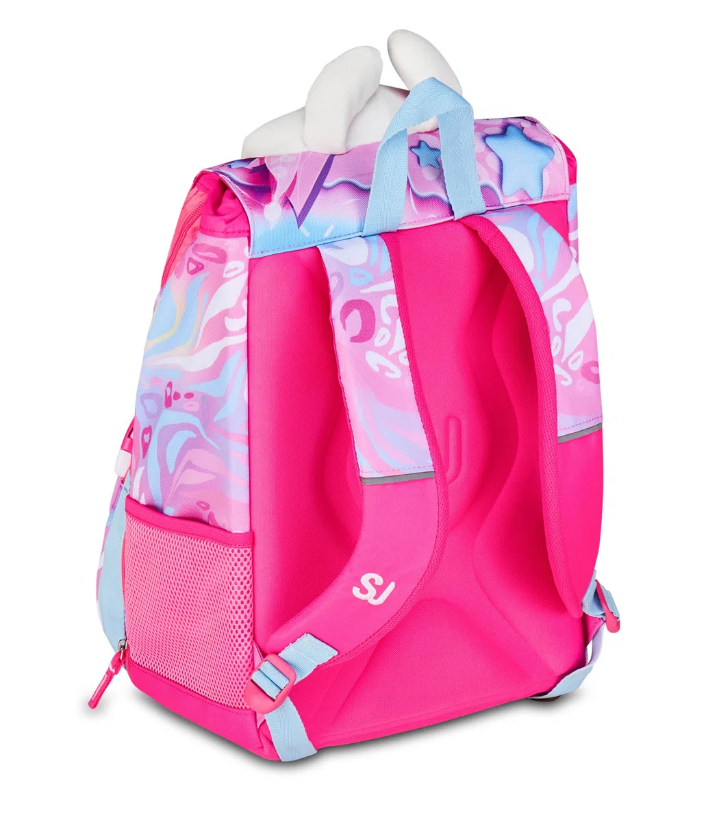 SJ GANG STYLE JAM GANG Zaino Scuola Estensibile Big, Fucsia, Zaino con Divisorio Interno, Tasca Superiore Peluche, Tasca per Borraccia, 24 L, Zaino Scuola Elementare, Bambina